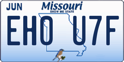 MO license plate EH0U7F