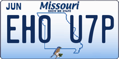 MO license plate EH0U7P