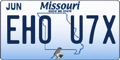 MO license plate EH0U7X
