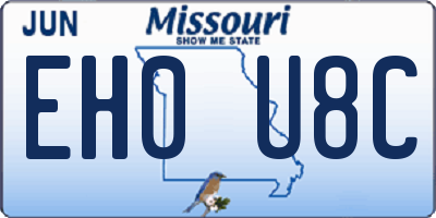 MO license plate EH0U8C
