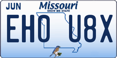 MO license plate EH0U8X