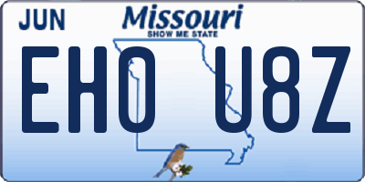MO license plate EH0U8Z