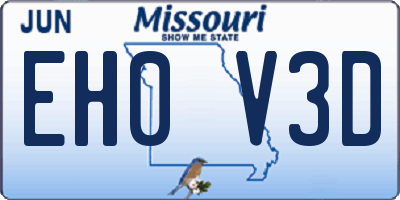 MO license plate EH0V3D