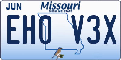 MO license plate EH0V3X
