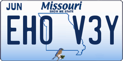 MO license plate EH0V3Y
