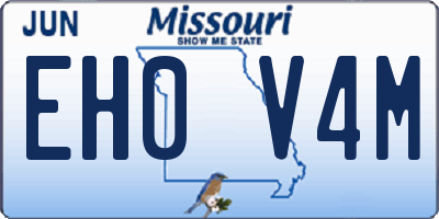 MO license plate EH0V4M