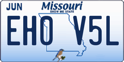 MO license plate EH0V5L