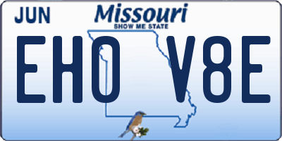 MO license plate EH0V8E