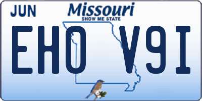 MO license plate EH0V9I