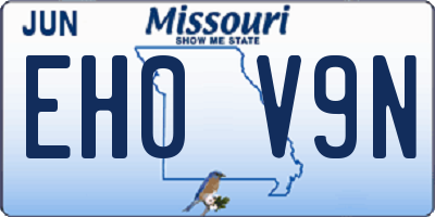 MO license plate EH0V9N