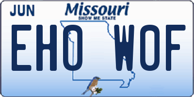 MO license plate EH0W0F