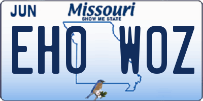 MO license plate EH0W0Z