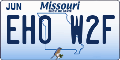 MO license plate EH0W2F