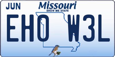 MO license plate EH0W3L
