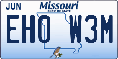 MO license plate EH0W3M