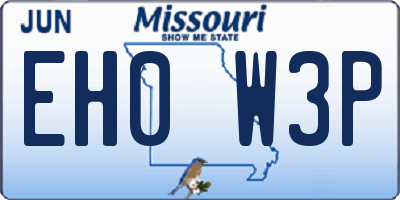 MO license plate EH0W3P