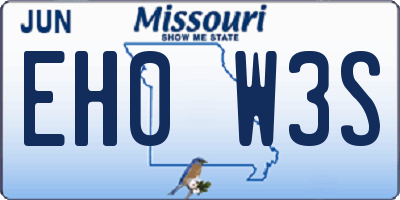 MO license plate EH0W3S