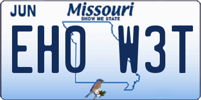 MO license plate EH0W3T