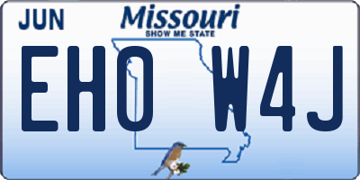 MO license plate EH0W4J