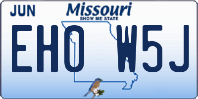 MO license plate EH0W5J