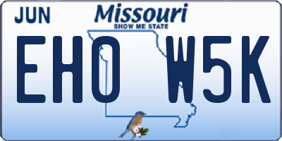 MO license plate EH0W5K