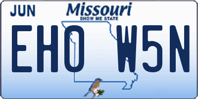 MO license plate EH0W5N