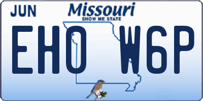 MO license plate EH0W6P