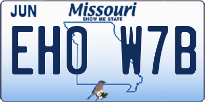 MO license plate EH0W7B