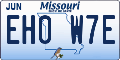 MO license plate EH0W7E