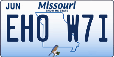 MO license plate EH0W7I