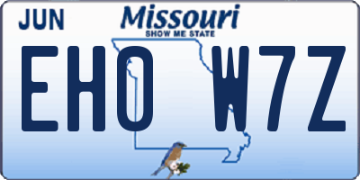 MO license plate EH0W7Z