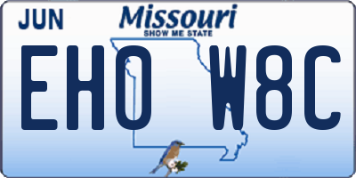 MO license plate EH0W8C