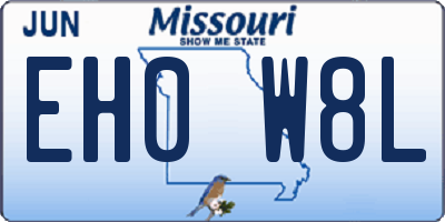 MO license plate EH0W8L