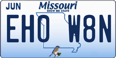 MO license plate EH0W8N