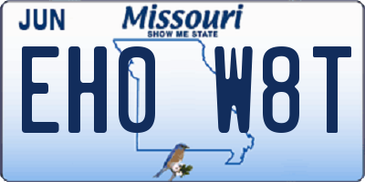 MO license plate EH0W8T