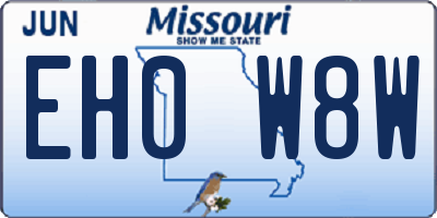 MO license plate EH0W8W