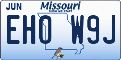 MO license plate EH0W9J