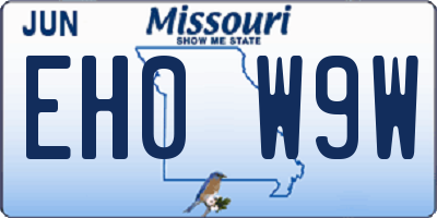 MO license plate EH0W9W