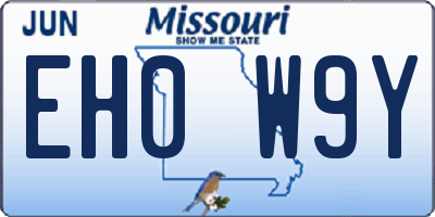 MO license plate EH0W9Y