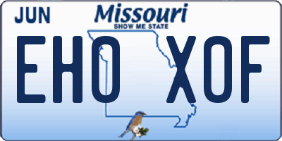 MO license plate EH0X0F
