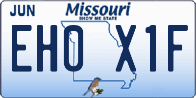 MO license plate EH0X1F