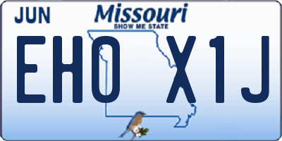 MO license plate EH0X1J