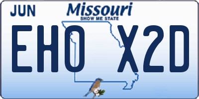 MO license plate EH0X2D
