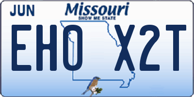 MO license plate EH0X2T