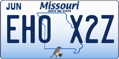 MO license plate EH0X2Z