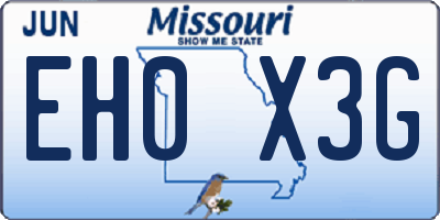 MO license plate EH0X3G