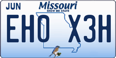 MO license plate EH0X3H