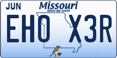 MO license plate EH0X3R
