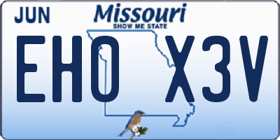 MO license plate EH0X3V