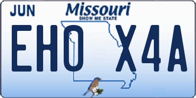 MO license plate EH0X4A